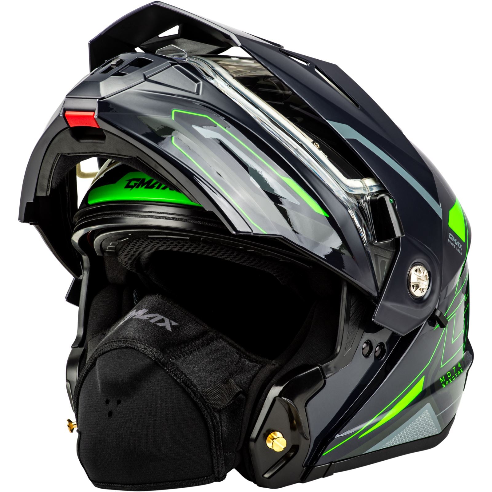 GMax MD-74S Spectre Helmet - Elect Shield - Grey/Neon Green Large OPEN BOX [MPN: M10742766]_1861589