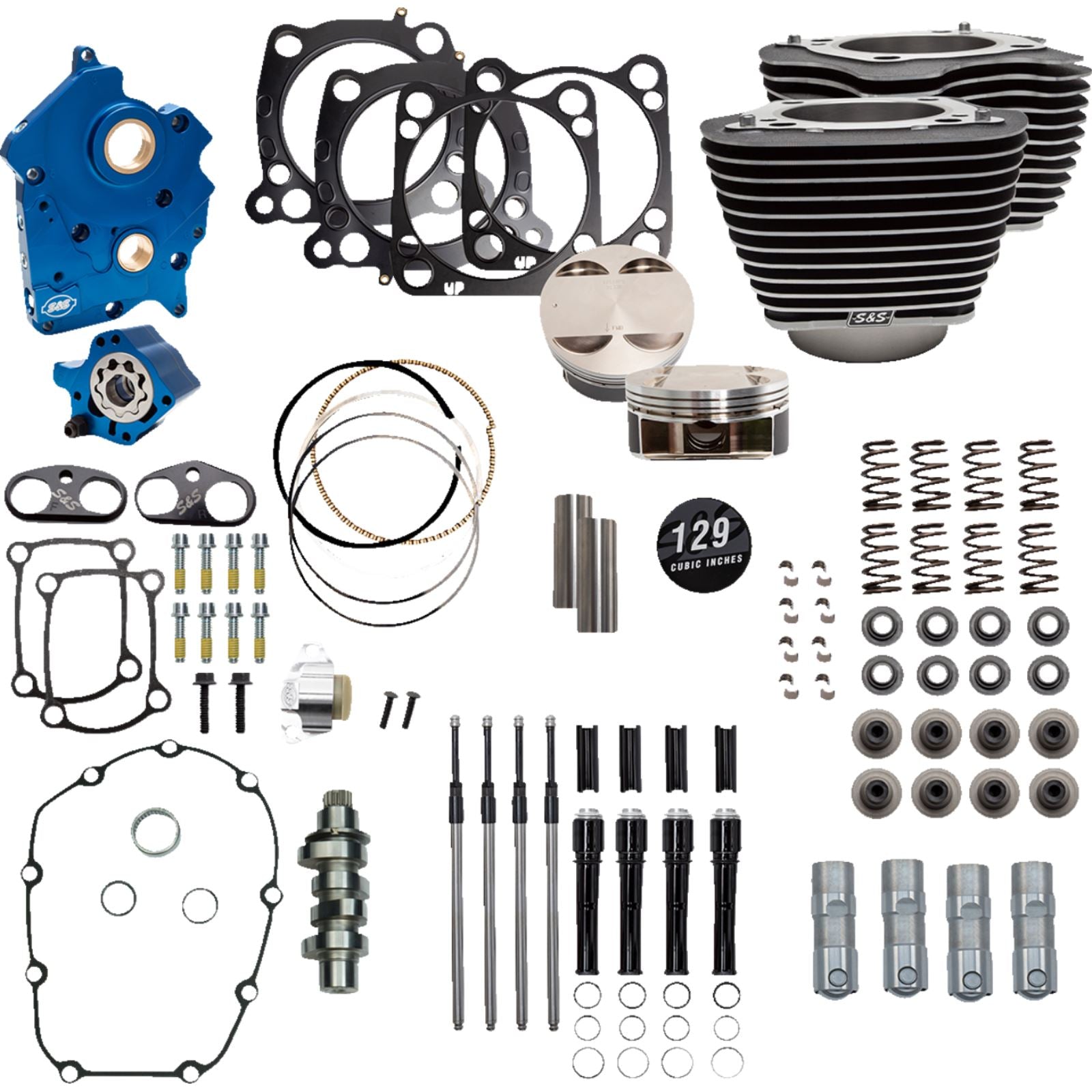 S&S Cycle 129" Power Package Engine PerFormance Kit -Oil Cooled-Highlighted Fins  [MPN: 310-1225]_1173038