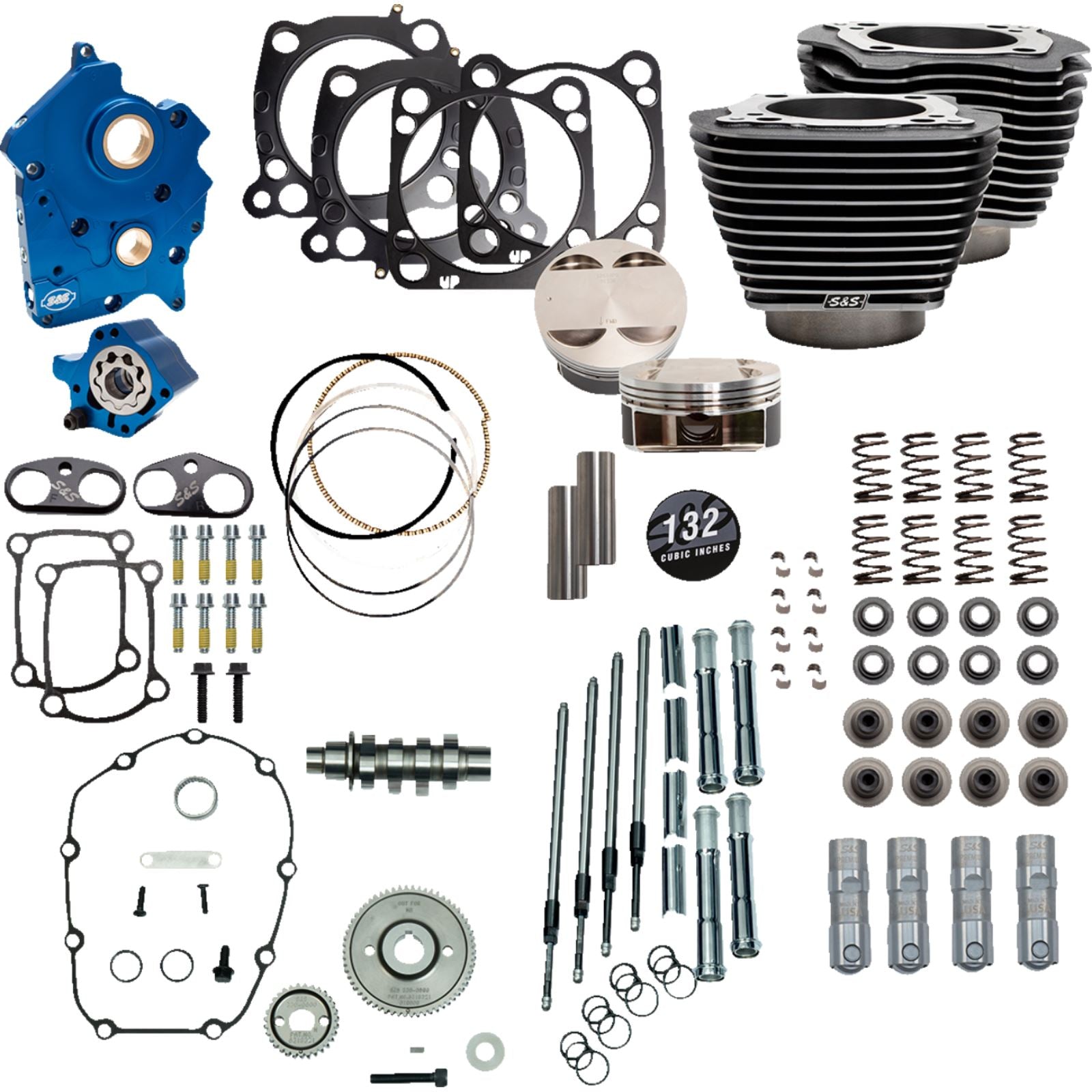 S&S Cycle 132" Power Package Engine PerFormance Kit - Chain Drive - Oil Cooled [MPN: 310-1238]_1173099