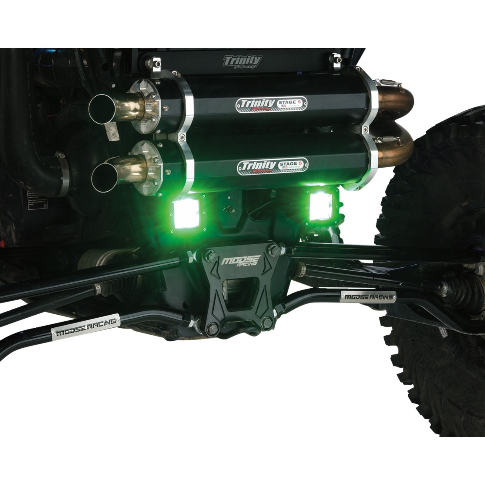 Moose Offroad Light Bar - LED - Green  - Square - 3" - Pair MSE-LPKITG_1301010