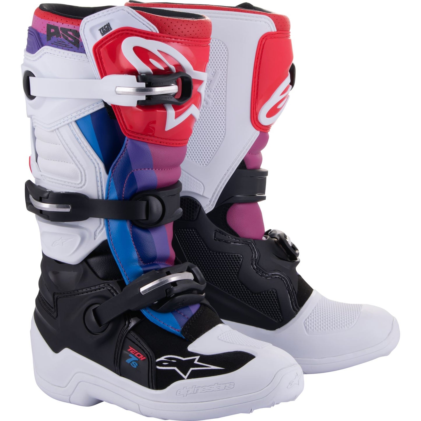 Alpinestars Youth Tech 7S Boots - White/Black/Rainbow_1175968