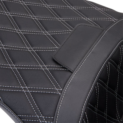Drag Specialties Freedom Seat - Vinyl - Double Diamond Silver Stitch - FLH '09-'23 0801-1482_1176170