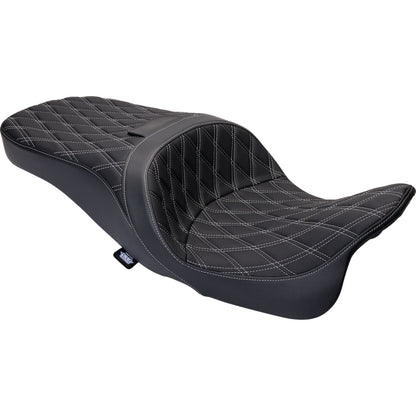 Drag Specialties Freedom Seat - Vinyl - Double Diamond Silver Stitch - FLH '09-'23 [MPN: 0801-1482]_1176171
