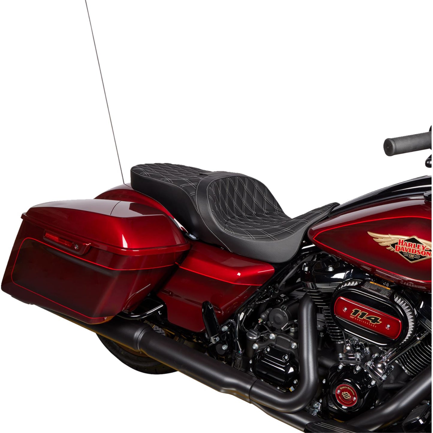 Drag Specialties Freedom Seat - Vinyl - Double Diamond Silver Stitch - FLH '09-'23 [MPN: 0801-1482]_1176172