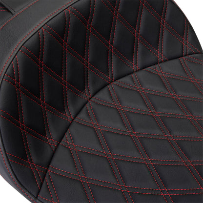 Drag Specialties Freedom Seat - Vinyl - Double Diamond Red Stitch - FLH '09-'23 0801-1484_1176174