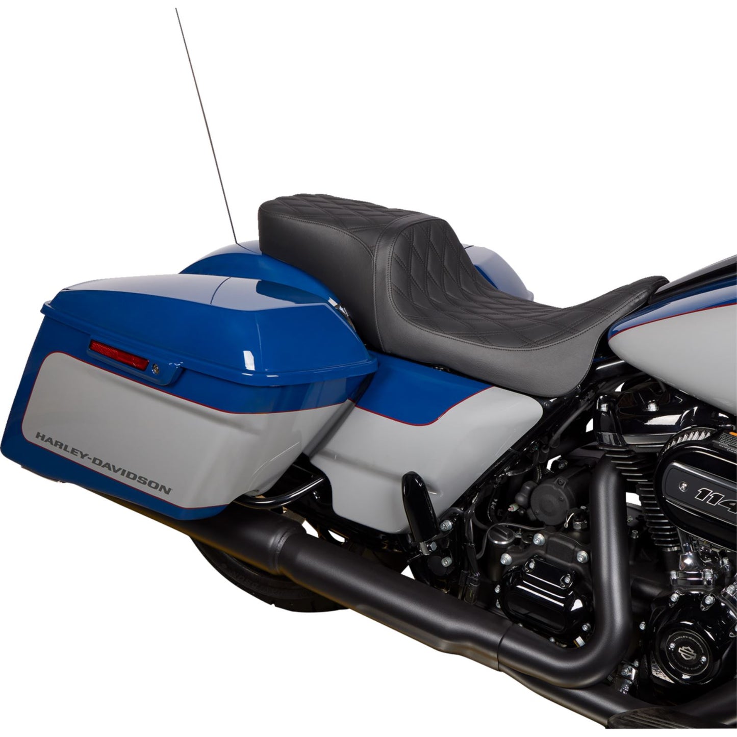 Drag Specialties Predator 2Up Seat - Vinyl - Double Diamond Black Stitch - FLH '08-'23 [MPN: 0801-1490]_1176113