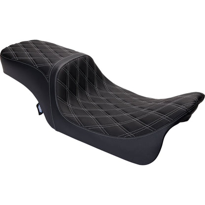 Drag Specialties Predator 2Up Seat - Vinyl - Double Diamond Silver Stitch - FLH '08-'23 [MPN: 0801-1492]_1176241