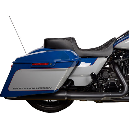 Drag Specialties Predator 2Up Seat - Vinyl - Double Diamond Silver Stitch - FLH '08-'23 [MPN: 0801-1492]_1176243