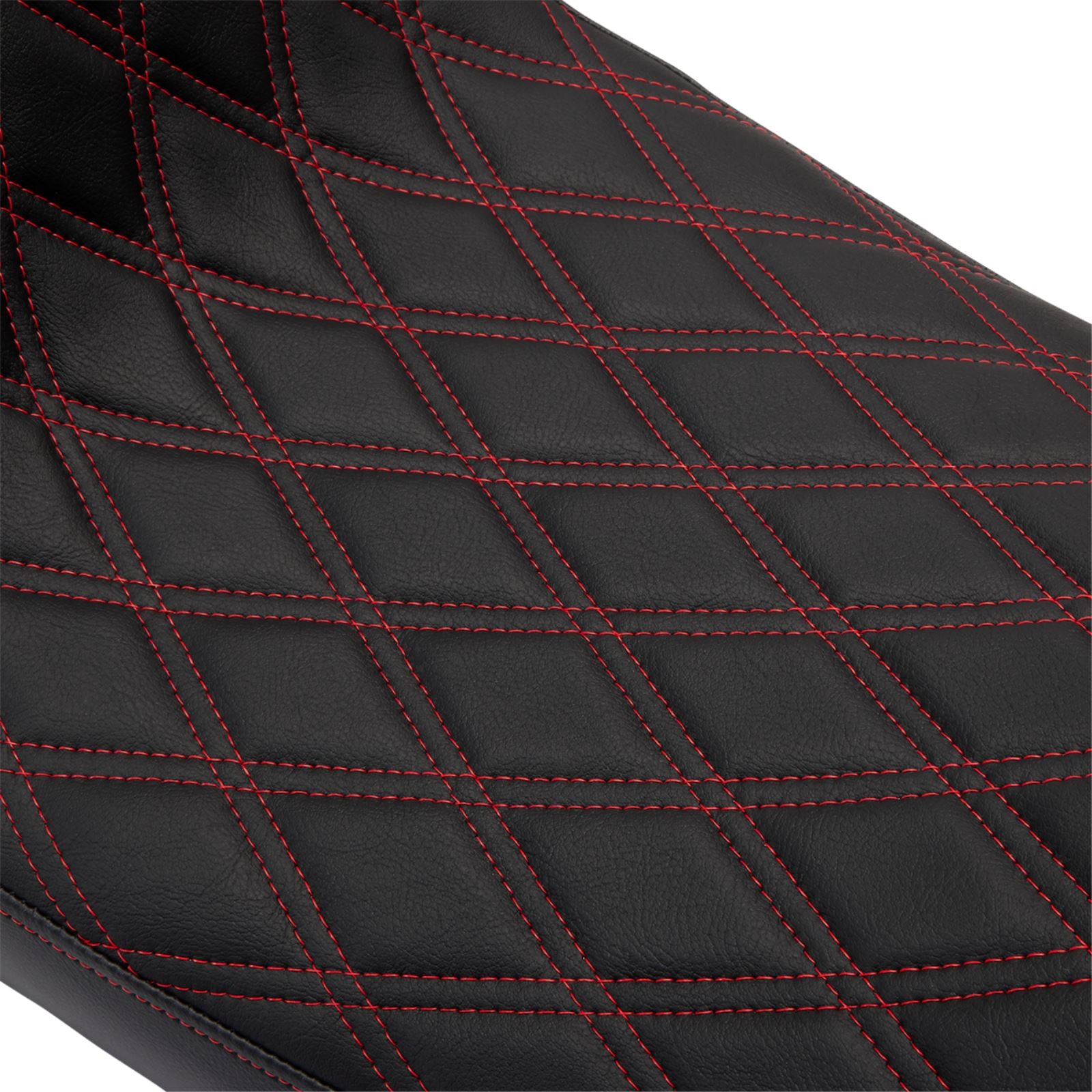 Drag Specialties Predator 2Up Seat - Vinyl - Double Diamond Red Stitch - FLH '08-'23 0801-1494_1176244