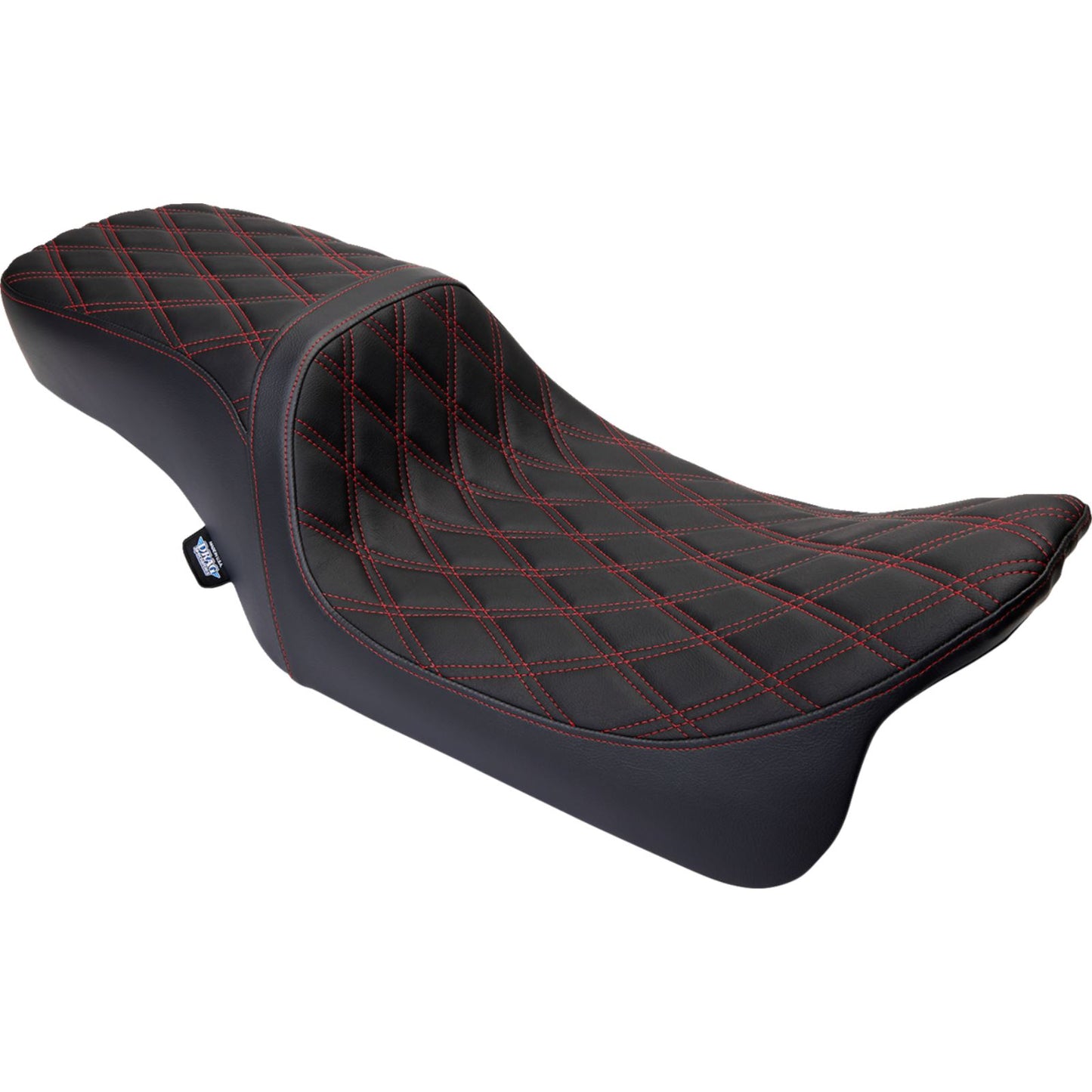 Drag Specialties Predator 2Up Seat - Vinyl - Double Diamond Red Stitch - FLH '08-'23 0801-1494_1176245