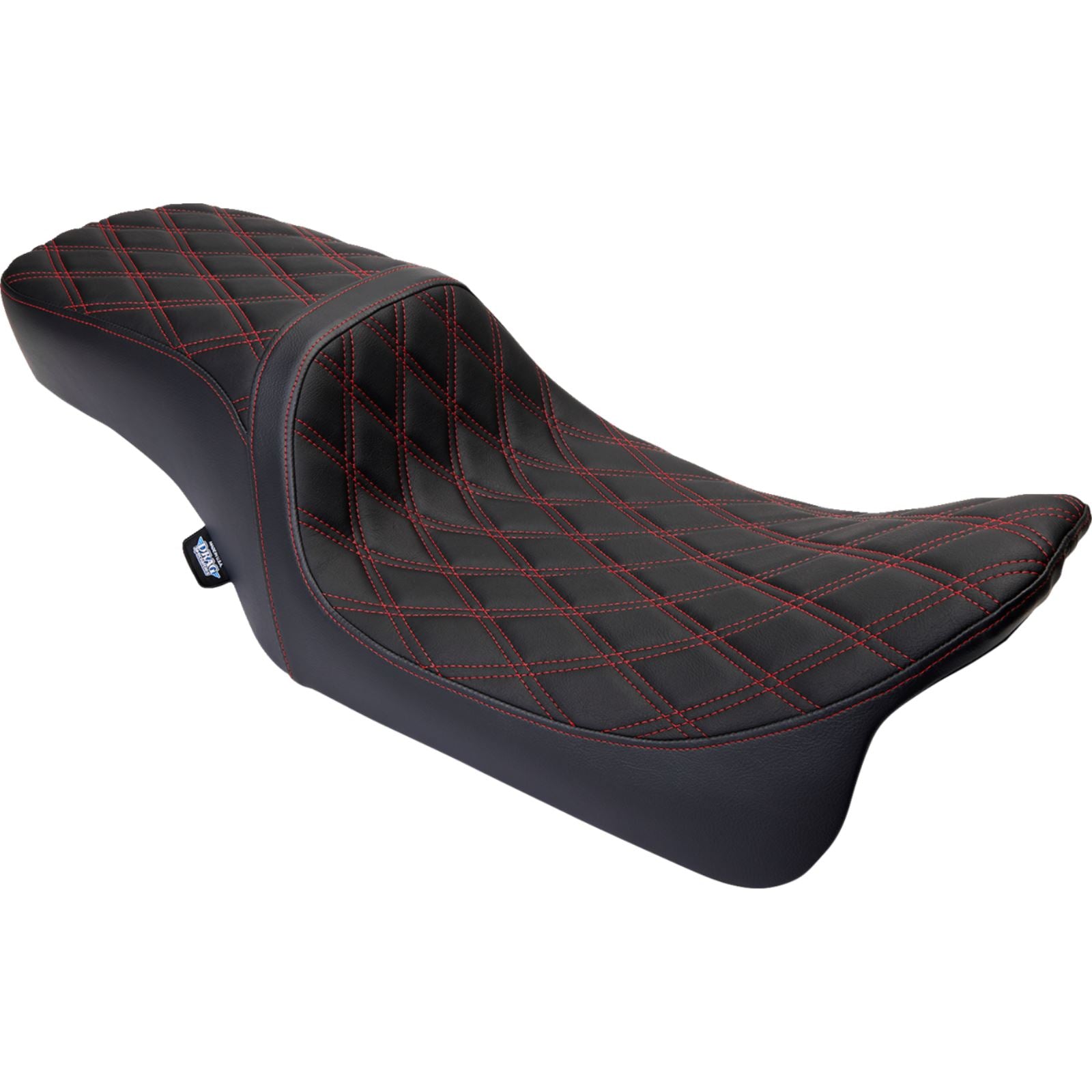 Drag Specialties Predator 2Up Seat - Vinyl - Double Diamond Red Stitch - FLH '08-'23 0801-1494_1176245