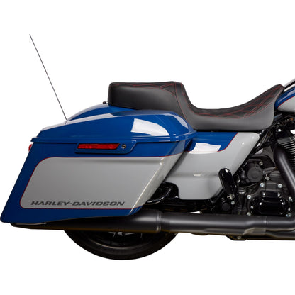 Drag Specialties Predator 2Up Seat - Vinyl - Double Diamond Red Stitch - FLH '08-'23 0801-1494_1176247