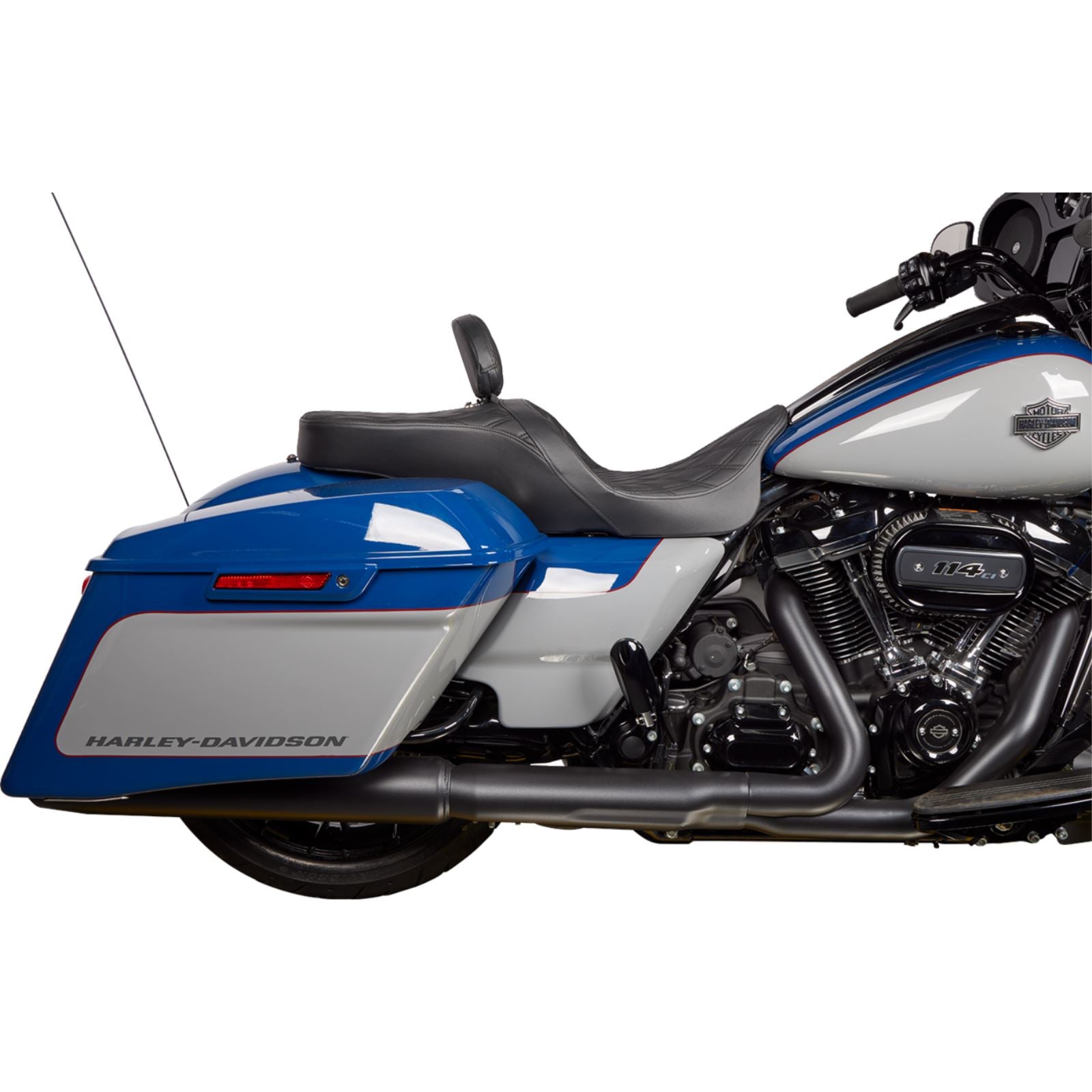 Drag Specialties EZ Glide II Backrest - Small - Vinyl - Double Diamond Black Stitch 0822-0537_1176253