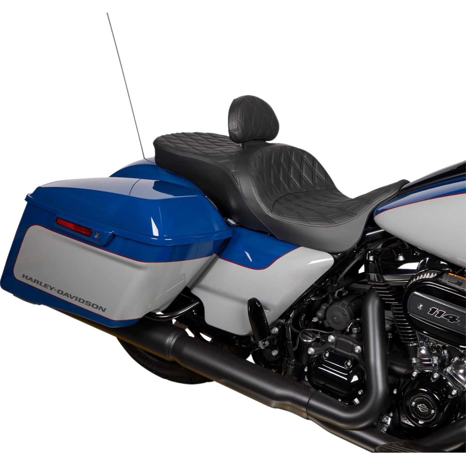Drag Specialties EZ Glide II Backrest - Small - Vinyl - Double Diamond Black Stitch 0822-0537_1176254