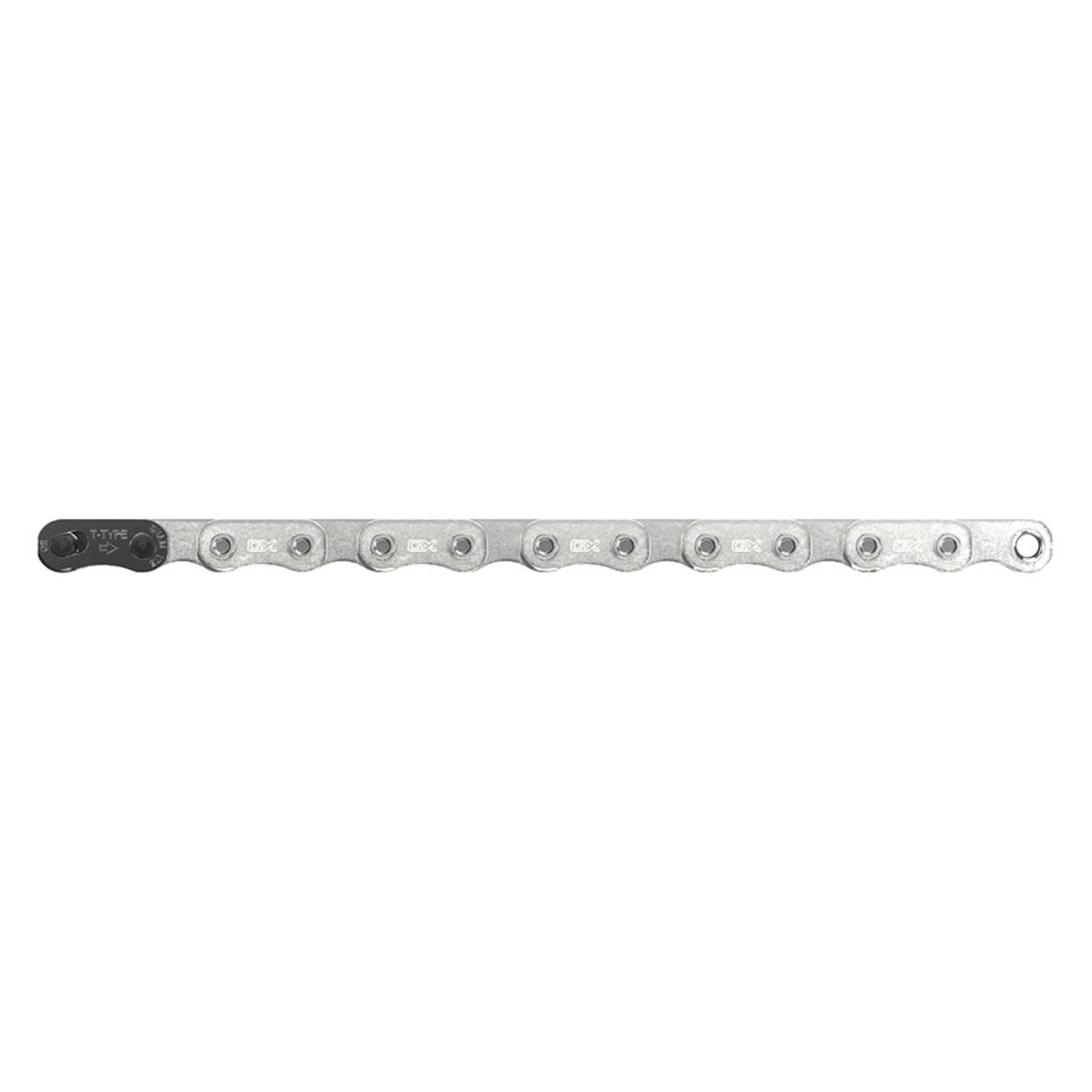 SRAM GX Eagle T-Type Flattop Chain - 12-Speed, 126 Links, Hollow Pin, Includes PowerLock Connector - Silver  [MPN: 00.2518.054.010]_1176410