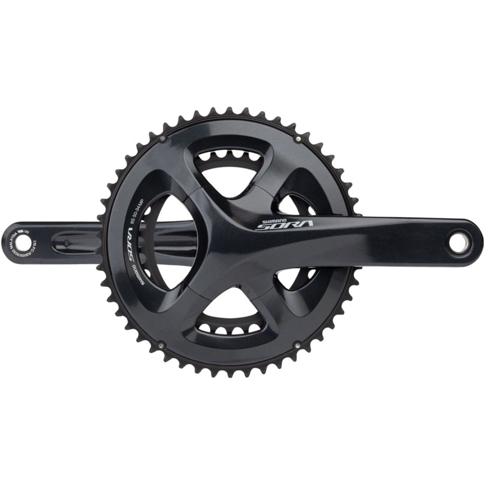 Shimano Sora FC-R3000 Crankset - 175mm, 9-Speed, 50/34t, Gray [MPN: EFCR3000EX04X]_1211628