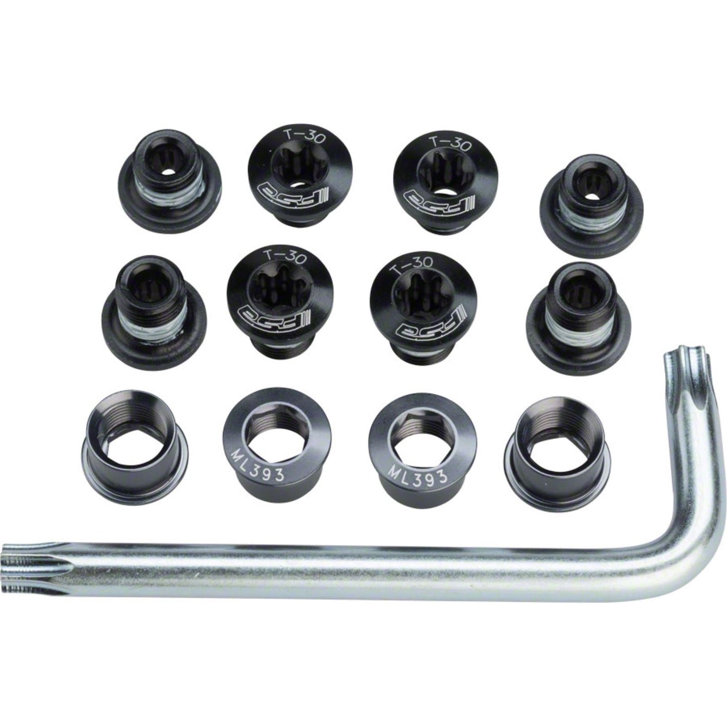 Full Speed Ahead Torx T-30 Alloy Road Triple Chainring Nut/Bolt Set wiith Tool, Black [MPN: 390-1015]_1219399