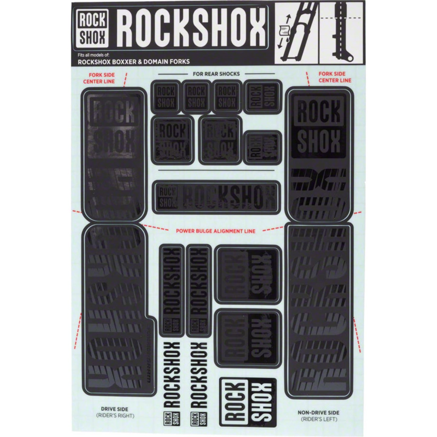 RockShox Fork Decal Kit - 35mm Dual Crown - Stealth - Black 11.4318.003.514_1221268
