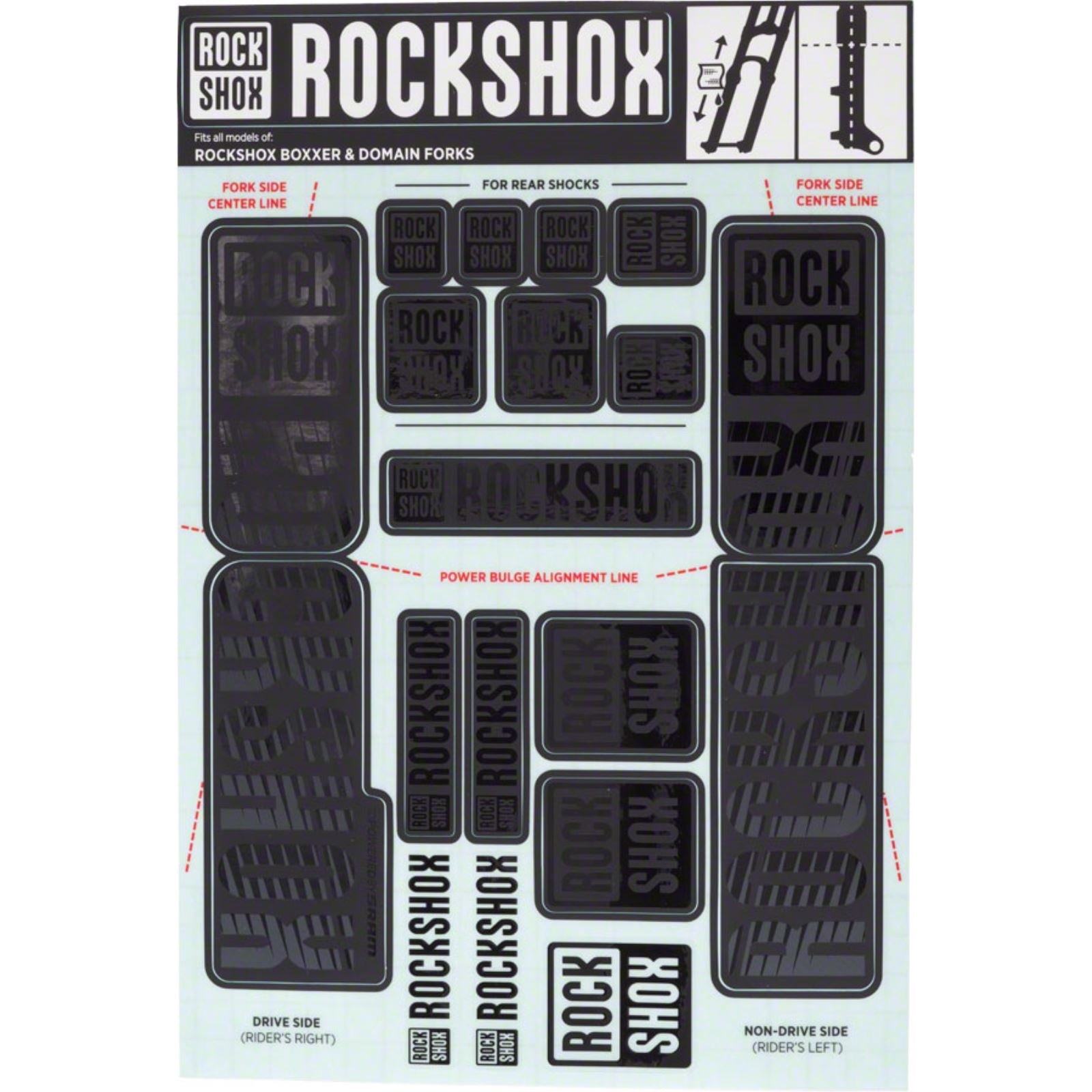 RockShox Fork Decal Kit - 35mm Dual Crown - Stealth - Black 11.4318.003.514_1221268