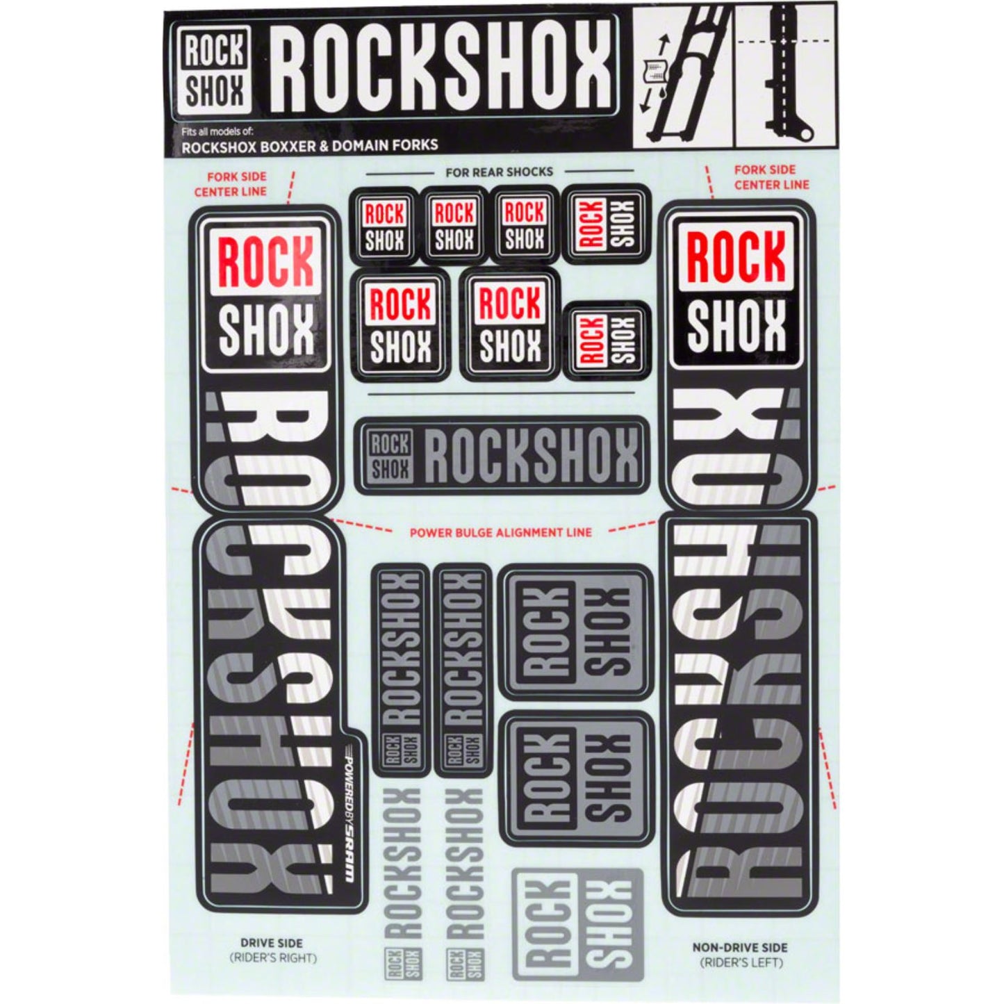 RockShox Fork Decal Kit - 35mm Dual Crown - White 11.4318.003.515_1221269