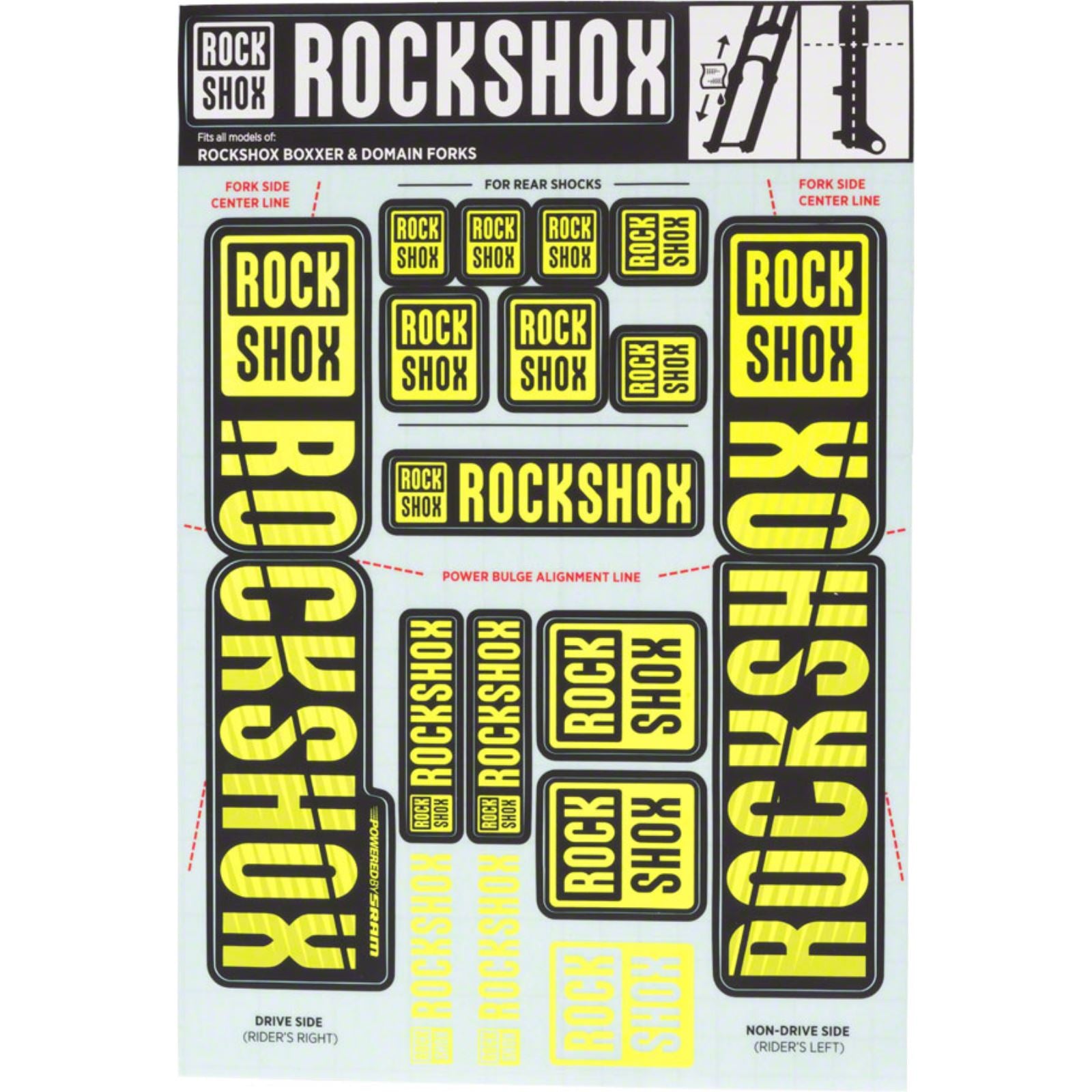 RockShox Fork Decal Kit - 35mm Dual Crown - Yellow 11.4318.003.516_1221270
