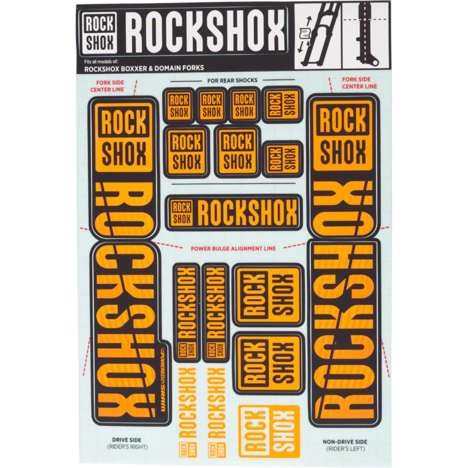 RockShox Fork Decal Kit - 35mm Dual Crown - Orange 11.4318.003.517_1221271
