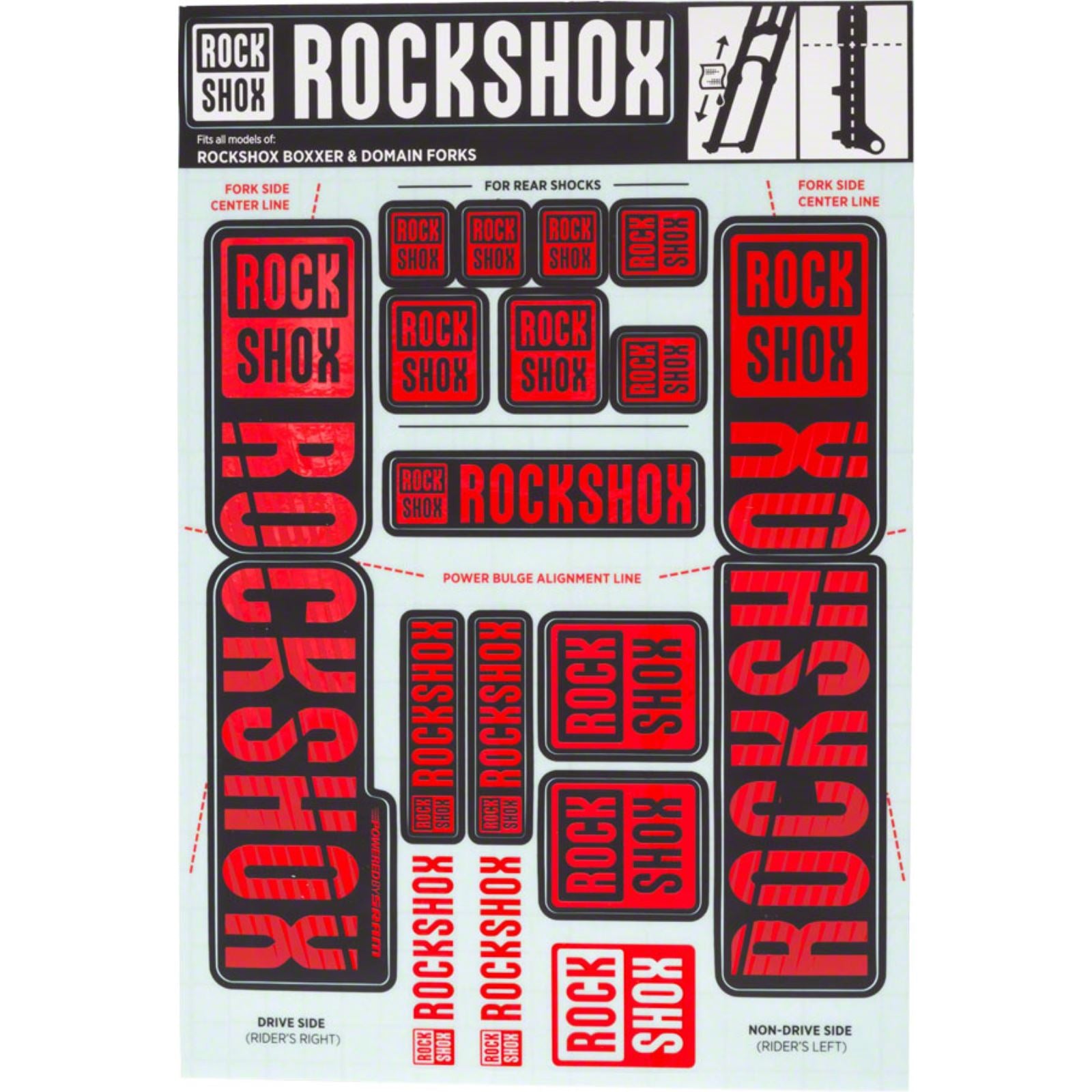 RockShox Fork Decal Kit - 35mm Dual Crown - Red 11.4318.003.518_1221272