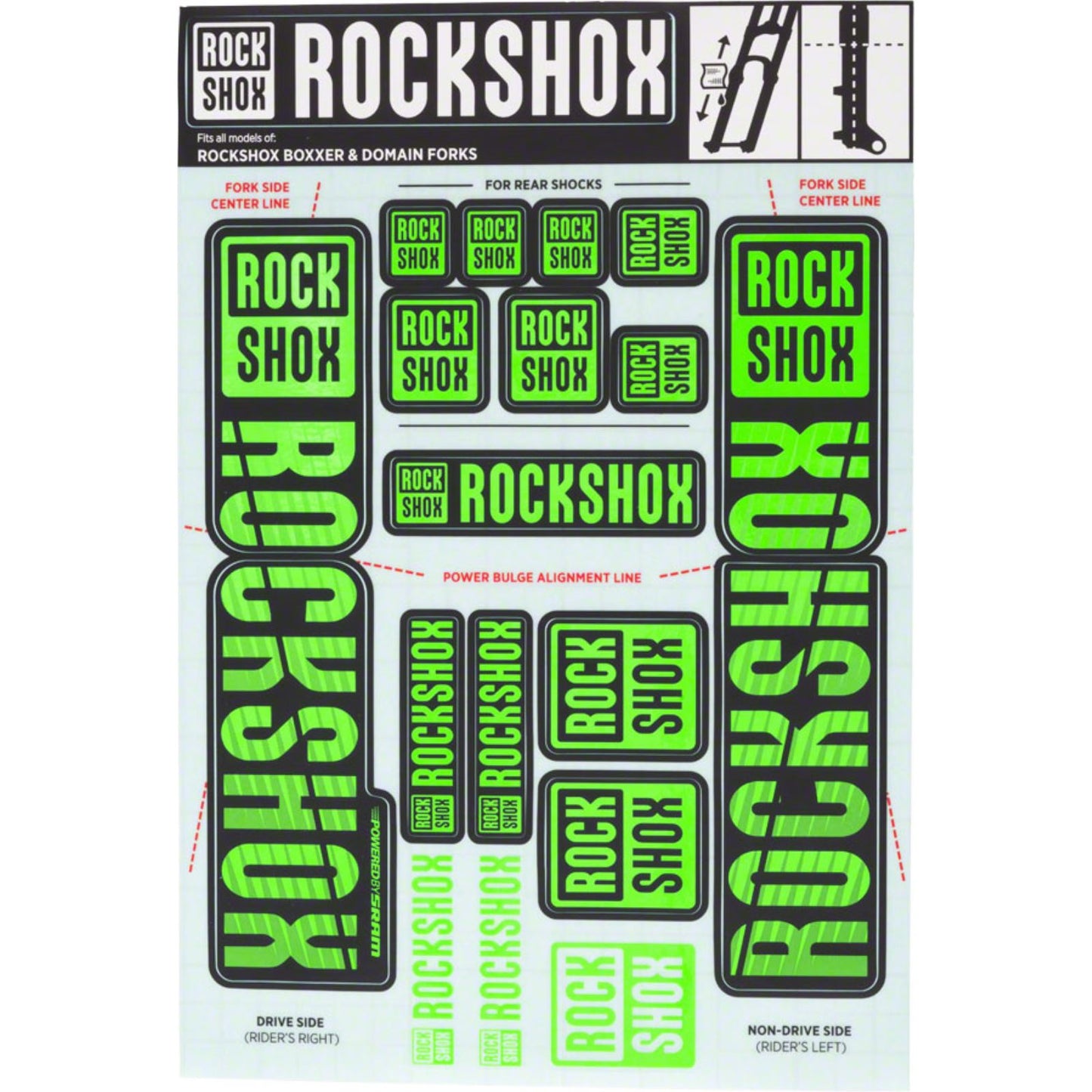 RockShox Fork Decal Kit - 35mm Dual Crown - Green 11.4318.003.519_1221273