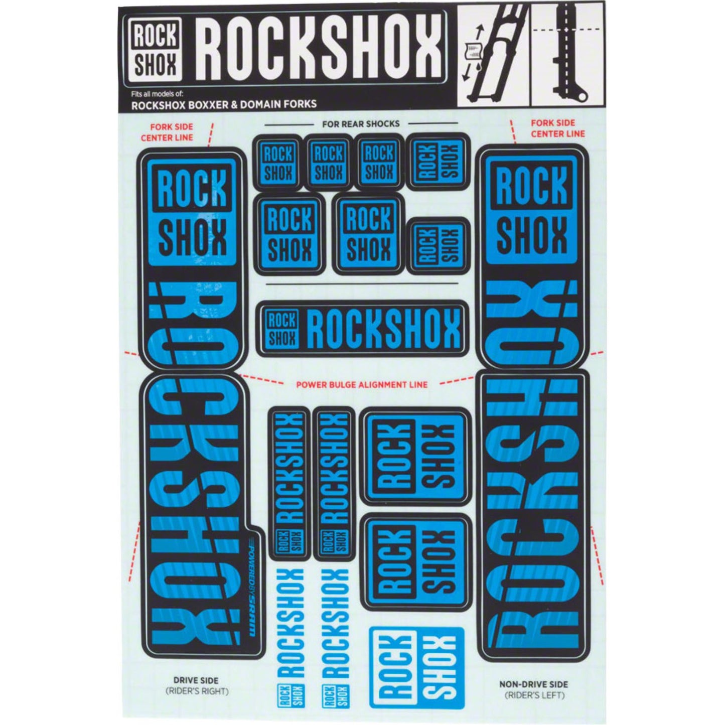 RockShox Fork Decal Kit - 35mm Dual Crown - Blue 11.4318.003.520_1221274