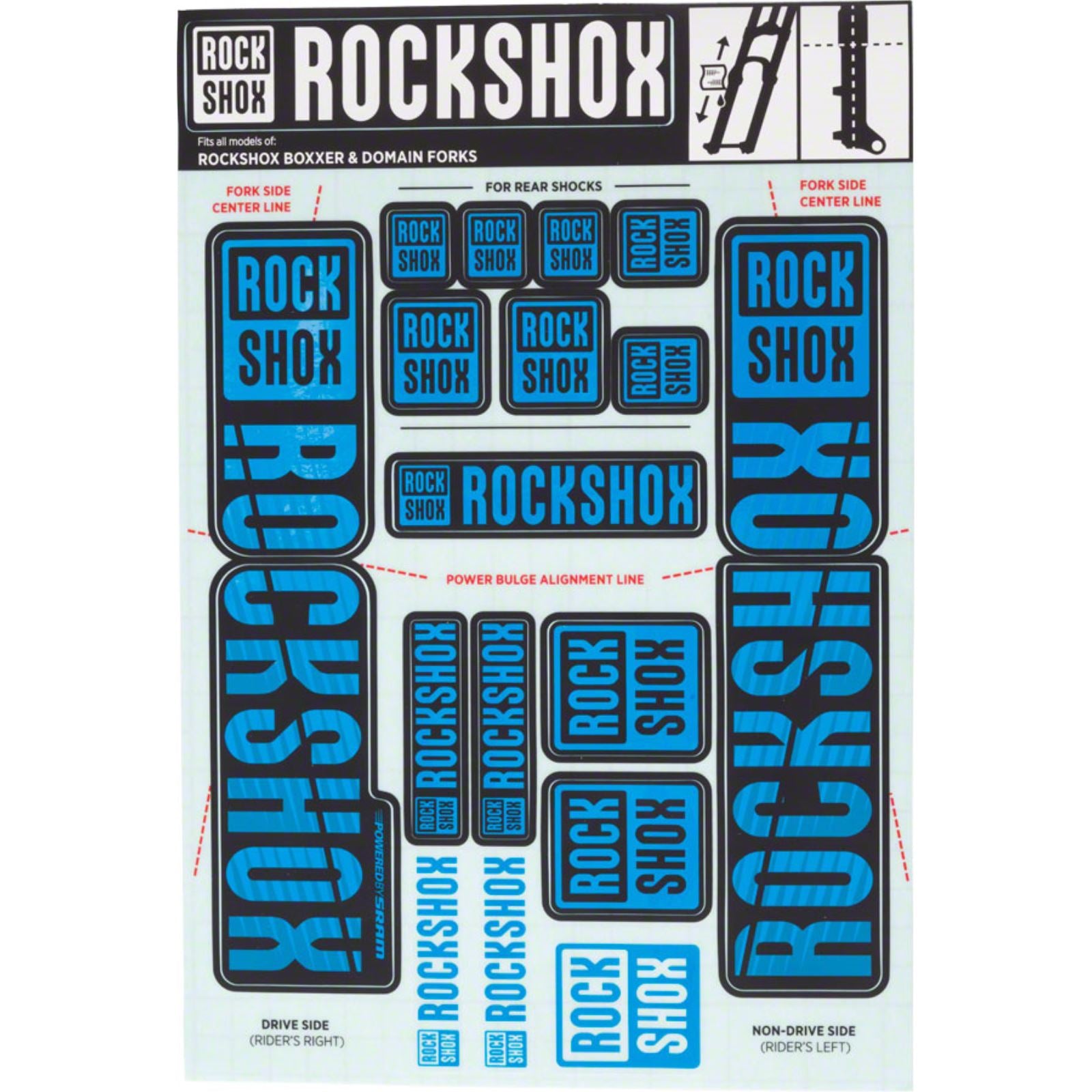 RockShox Fork Decal Kit - 35mm Dual Crown - Blue 11.4318.003.520_1221274
