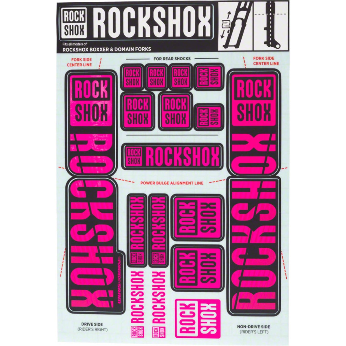 RockShox Fork Decal Kit - 35mm Dual Crown - Magenta 11.4318.003.521_1221275