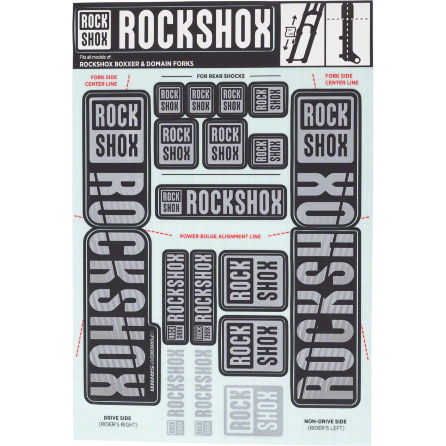 RockShox Fork Decal Kit - 35mm Dual Crown - Gray 11.4318.003.522_1221276
