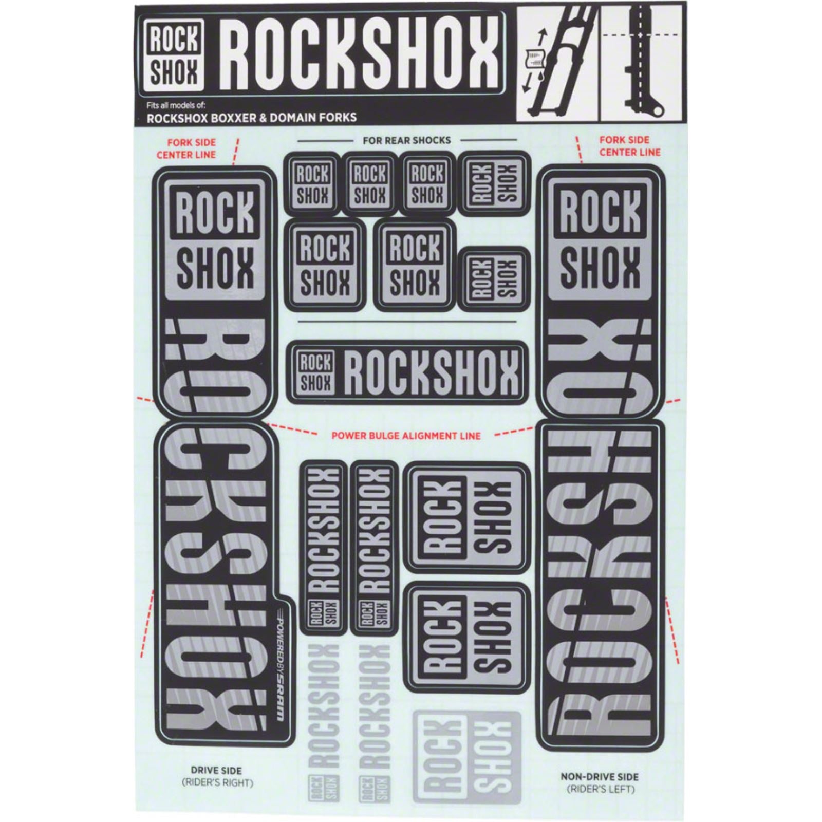 RockShox Fork Decal Kit - 35mm Dual Crown - Gray 11.4318.003.522_1221276