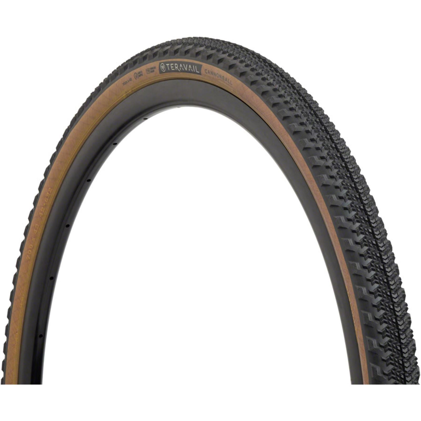 Teravail Cannonball Tire - 700 x 42 - Tan, Light and Supple [MPN: 19-000072]_1222386