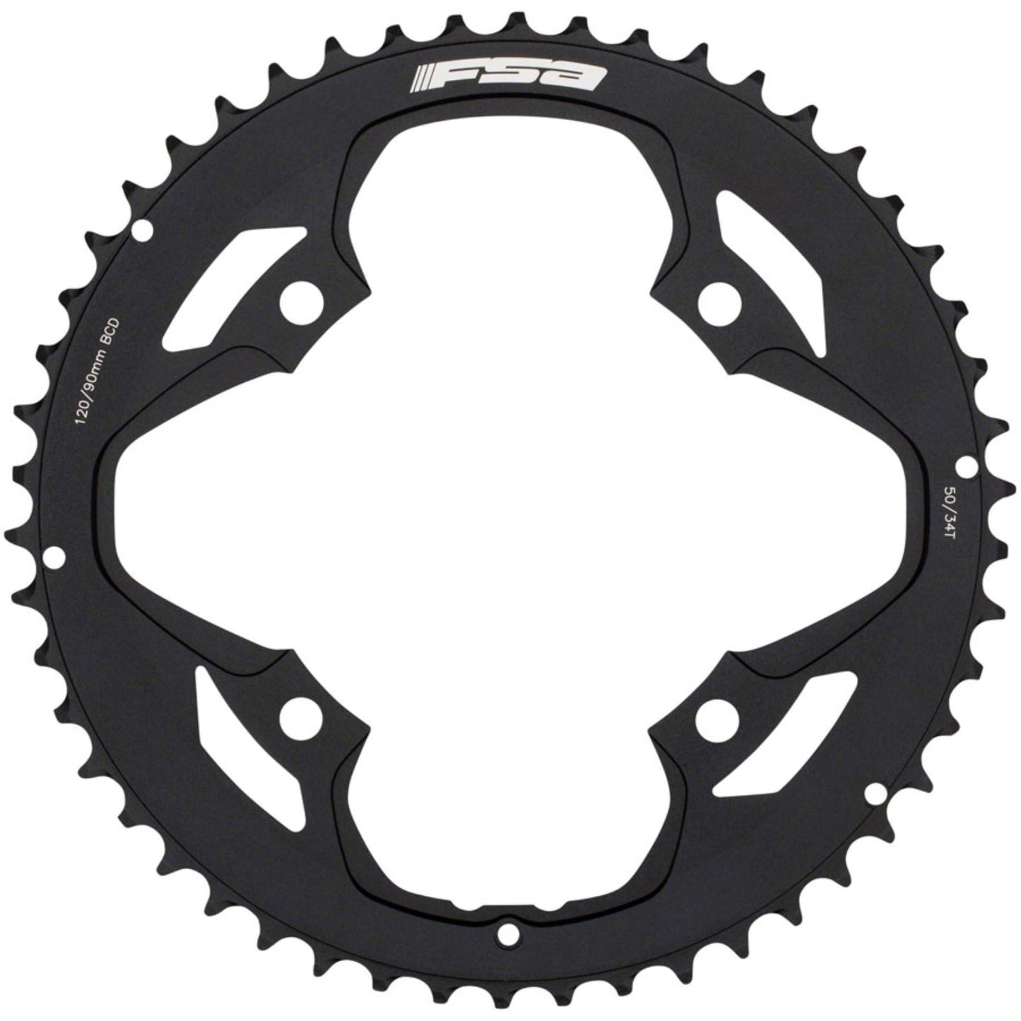 Full Speed Ahead Omega/Vero Pro Road Double Chainring - 50t, Aluminum, N-11, Black [MPN: 370-0044005050]_1234904
