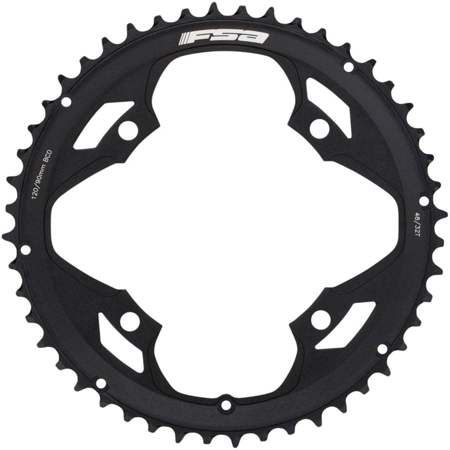 Full Speed Ahead Omega/Vero Pro Road Double Chainring - 48t, Aluminum, N-11, Black [MPN: 370-0046004050]_1234952