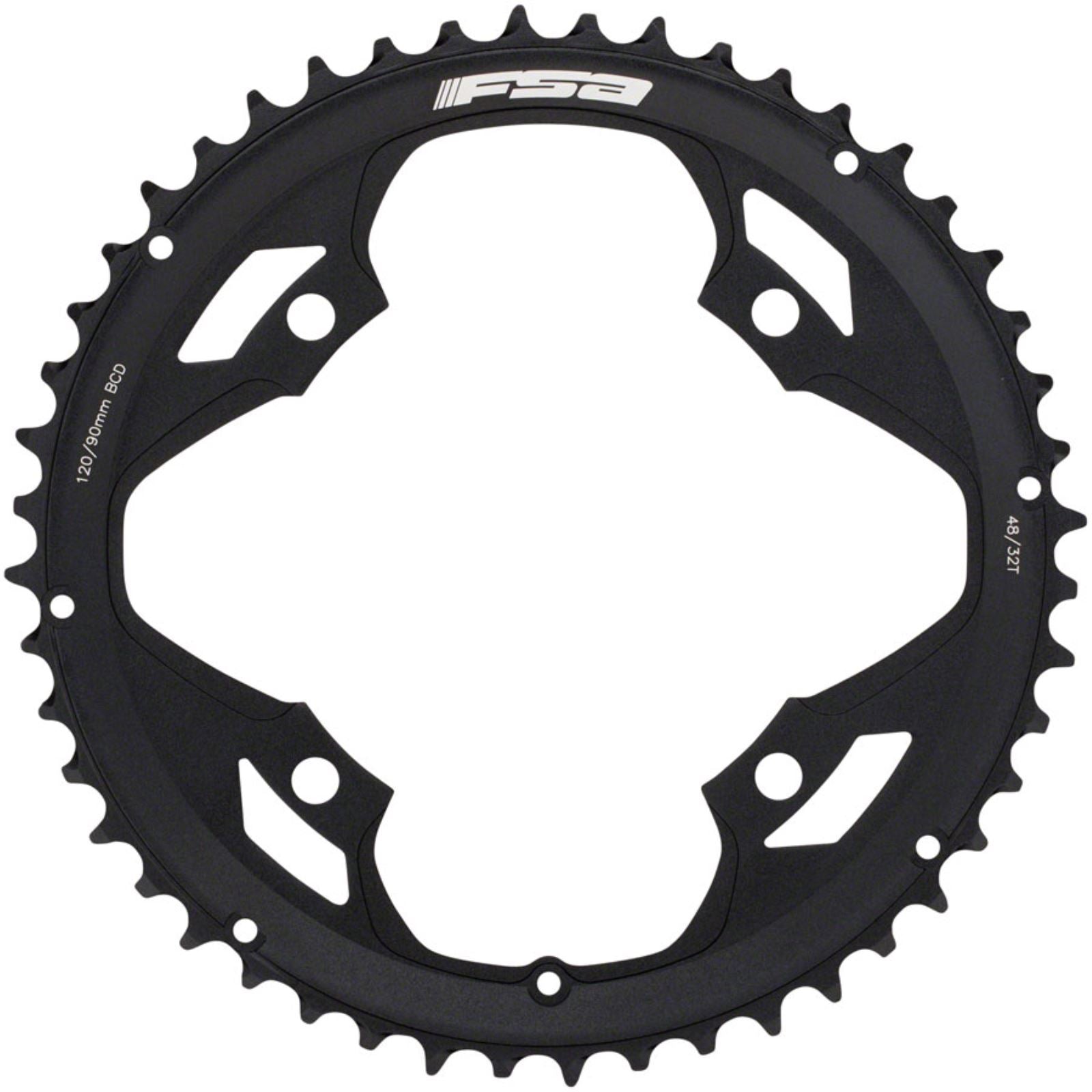 Full Speed Ahead Omega/Vero Pro Road Double Chainring - 48t, Aluminum, N-11, Black [MPN: 370-0046004050]_1234952