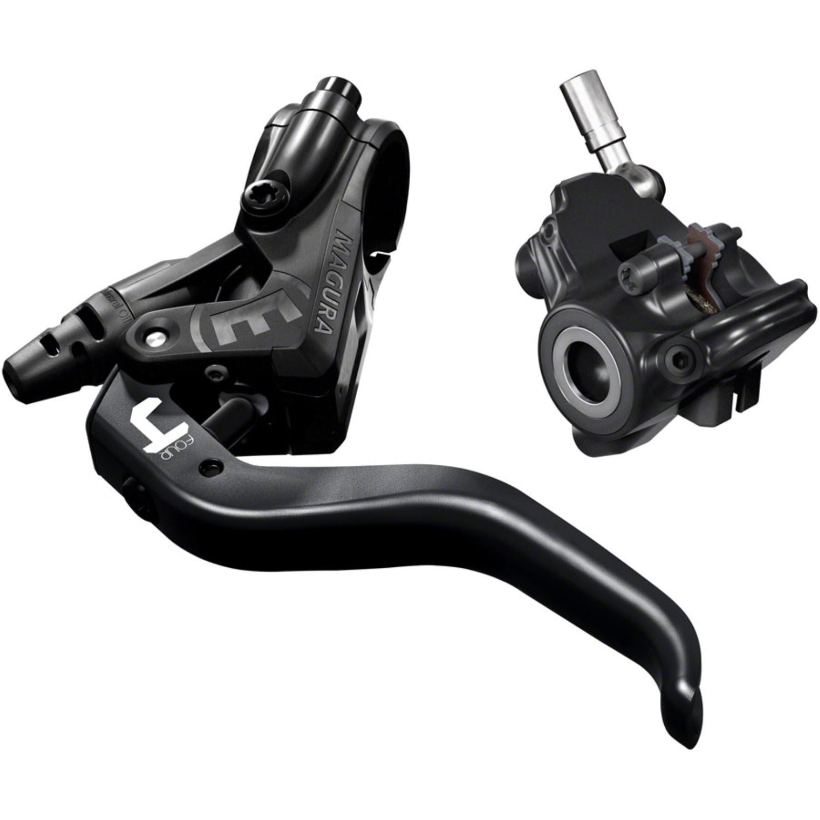 Magura MT4 Disc Brake and Lever - Front or Rear, Hydraulic, Flat Mount, Black [MPN: 2701633-]_1240480