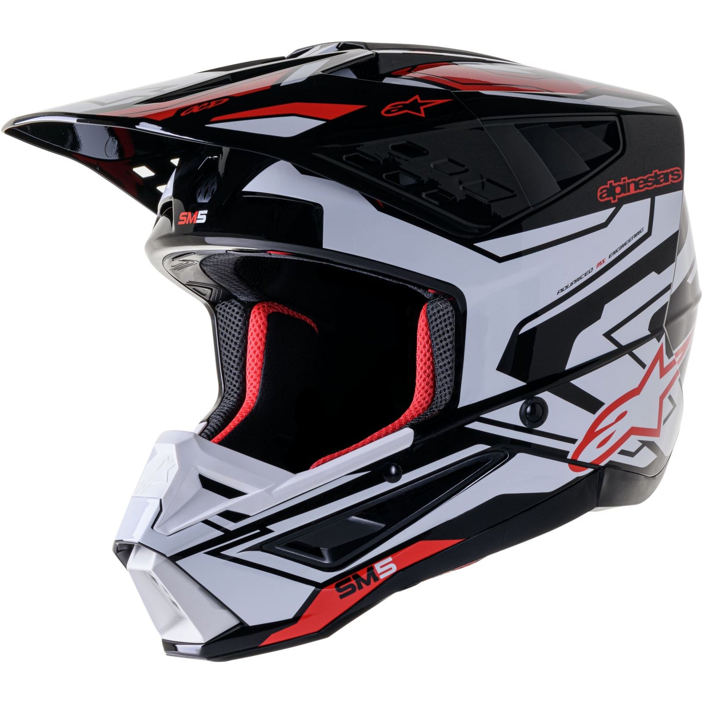 Alpinestars S-M5 Helmet - Action 2 - Black/White/Bright Red Glossy_1244928