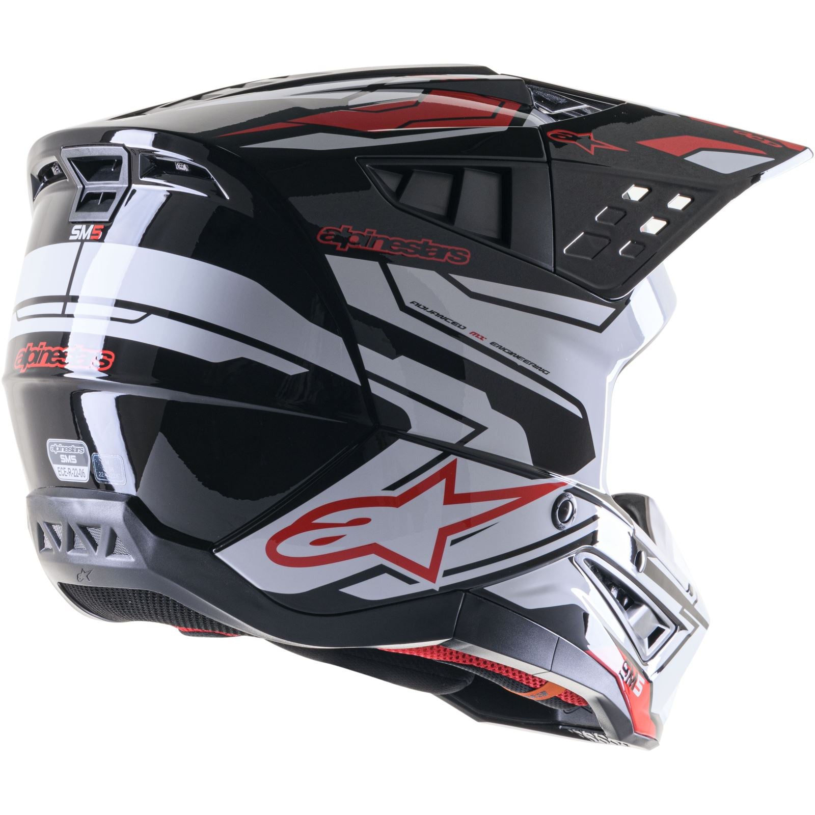 Alpinestars S-M5 Helmet - Action 2 - Black/White/Bright Red Glossy_1244905