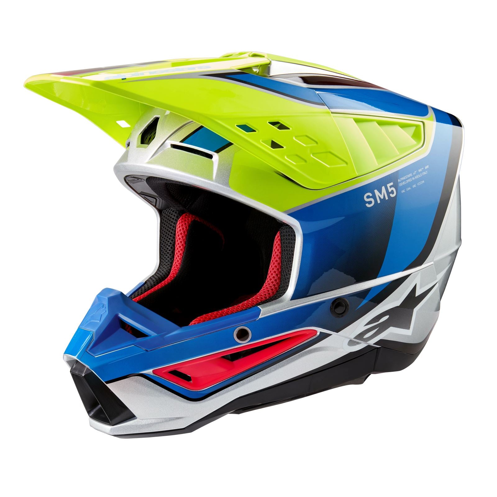 Alpinestars SM5 Helmet - Sail - Yellow Fluo/Enamel/Blue Silver Glossy_1313189