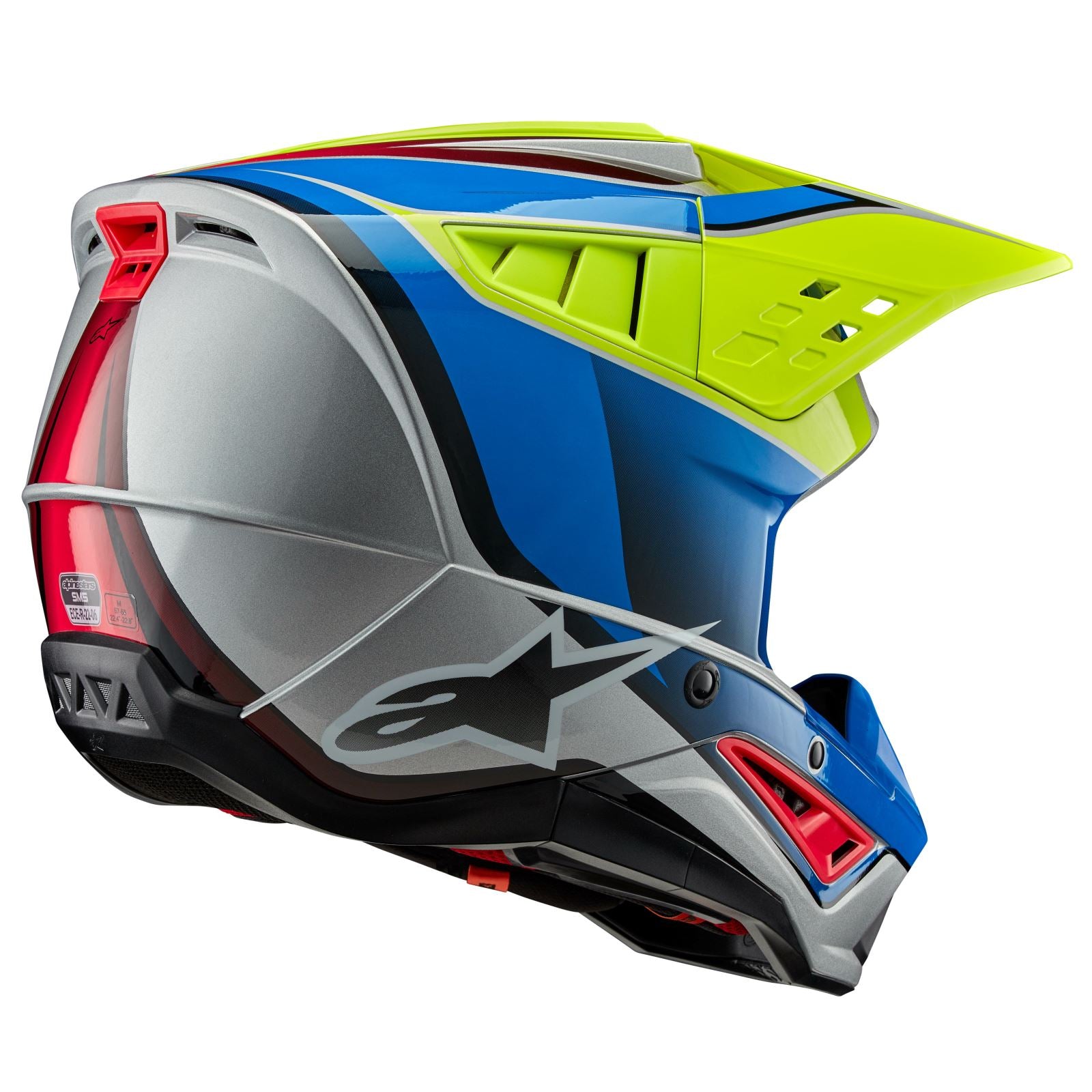 Alpinestars SM5 Helmet - Sail - Yellow Fluo/Enamel/Blue Silver Glossy_1313188