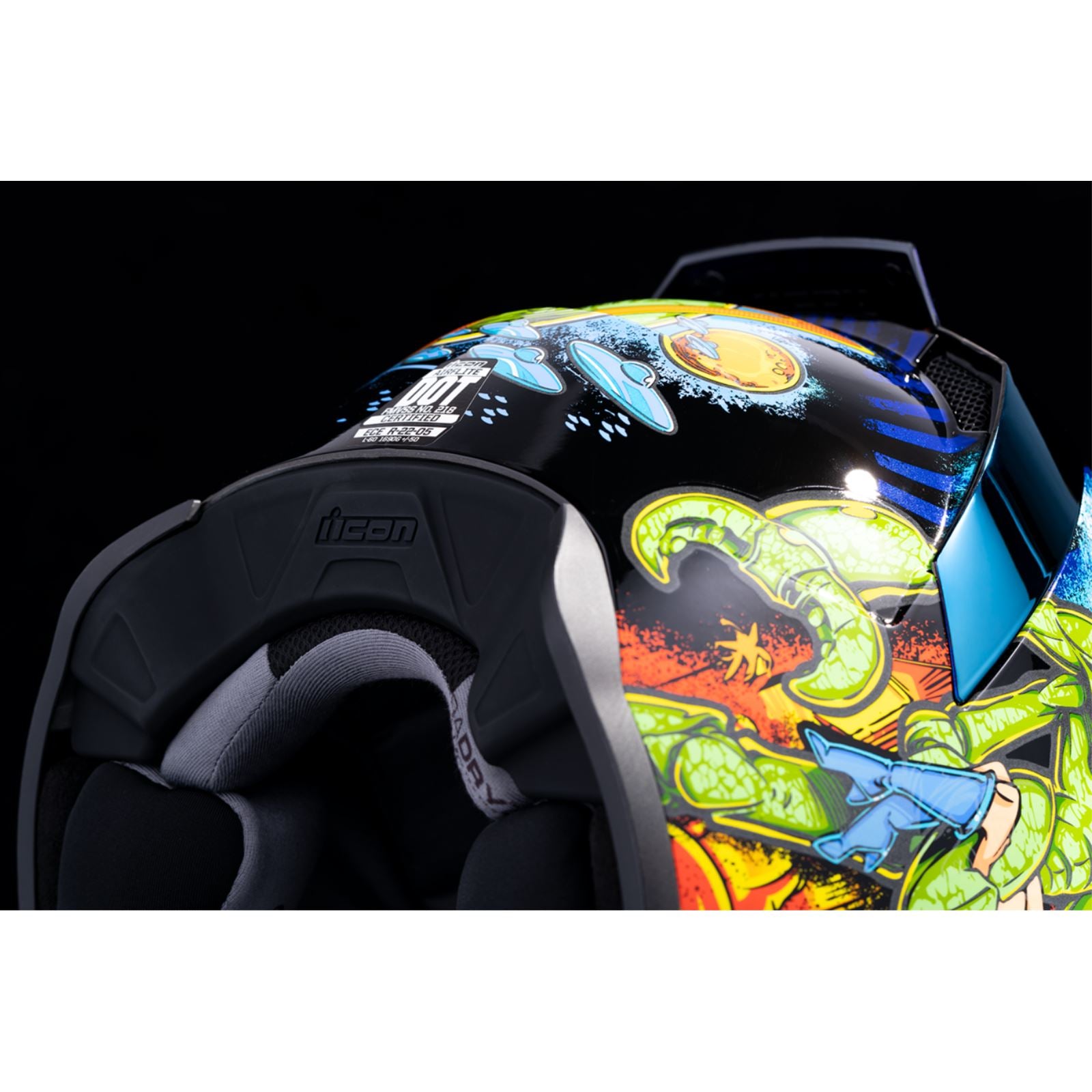 3xl icon airflite helmet Icon Airflite Bugoid Blitz Motorcycle Helmet & Visor - Multicoloured Blue - 55-56cm | S
