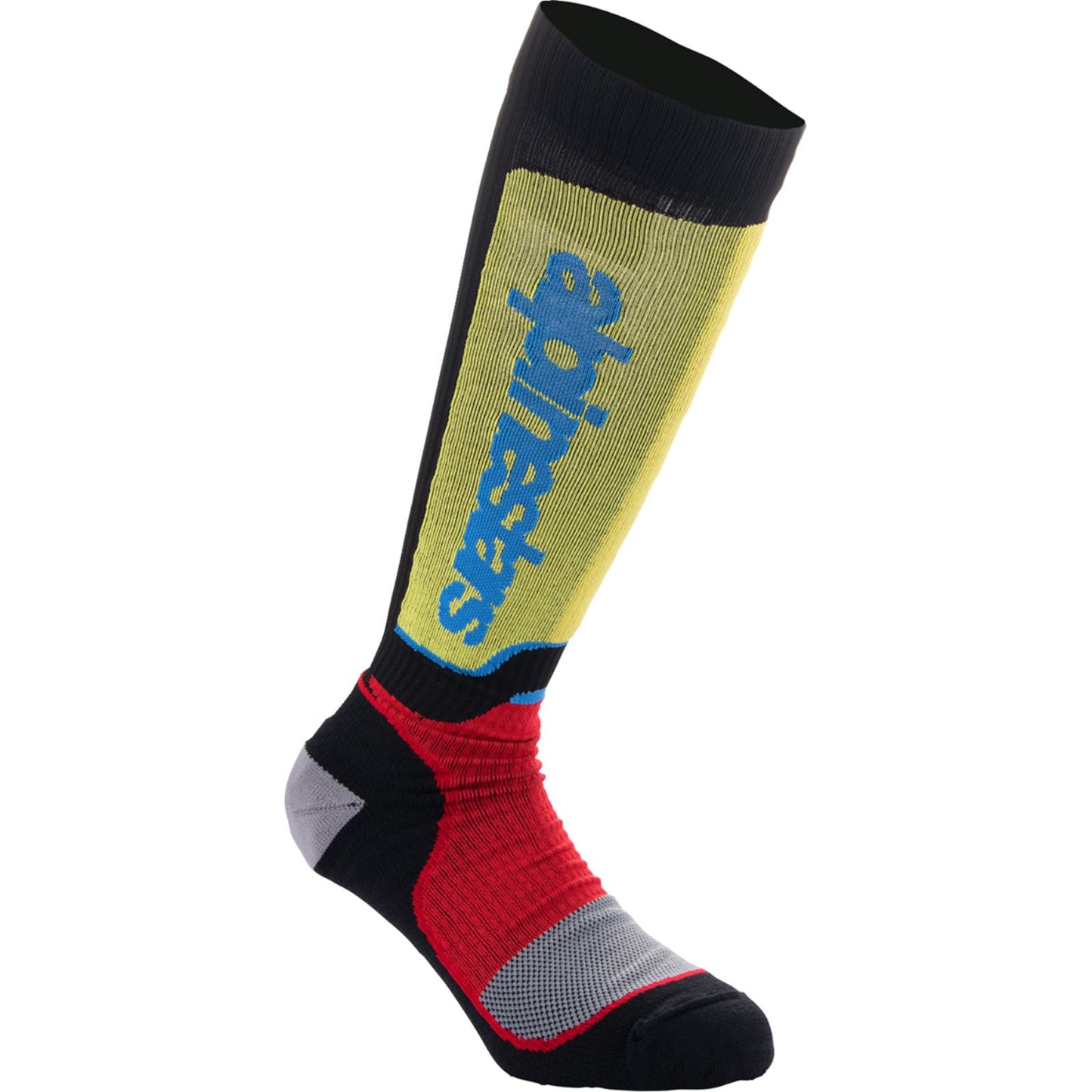 Alpinestars 2024 Youth MX Plus Socks - Black/White/Yellow/Blue - Medium/Large [MPN: 4742324-1212-ML]_1245615