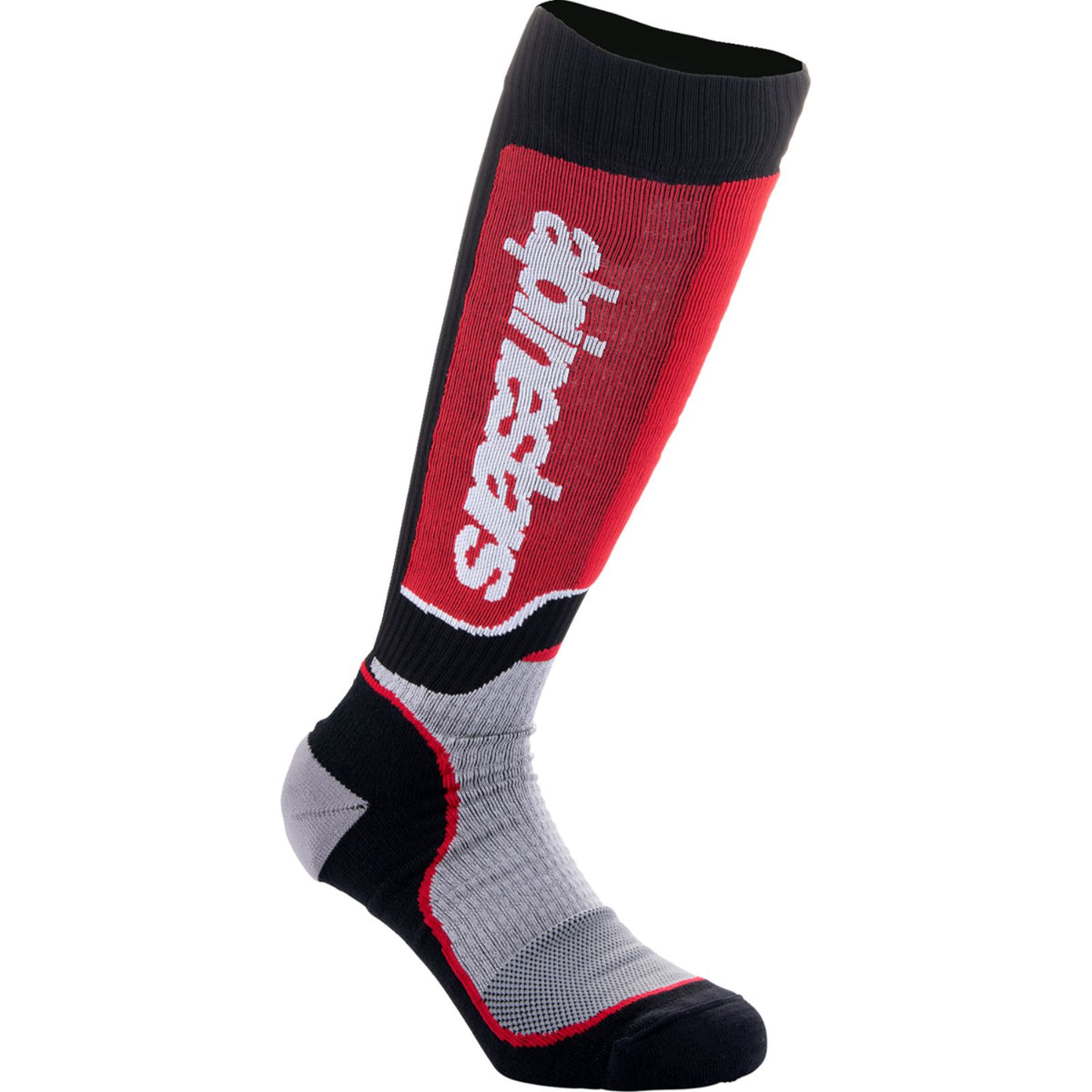 Alpinestars 2024 Youth MX Plus Socks - Black/Red/Gray - Medium/Large [MPN: 4742324-1215-ML]_1245616