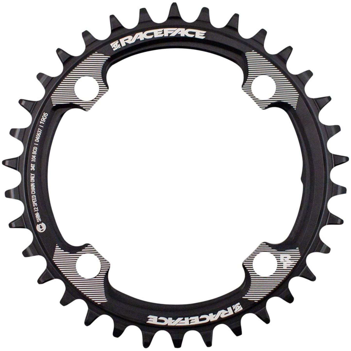 Race Face 1x 104 BCD Hyperglide+ Chainring - 34t - 104 BCD - Black [MPN: RNW104X34TSHI12BLK]_1254078