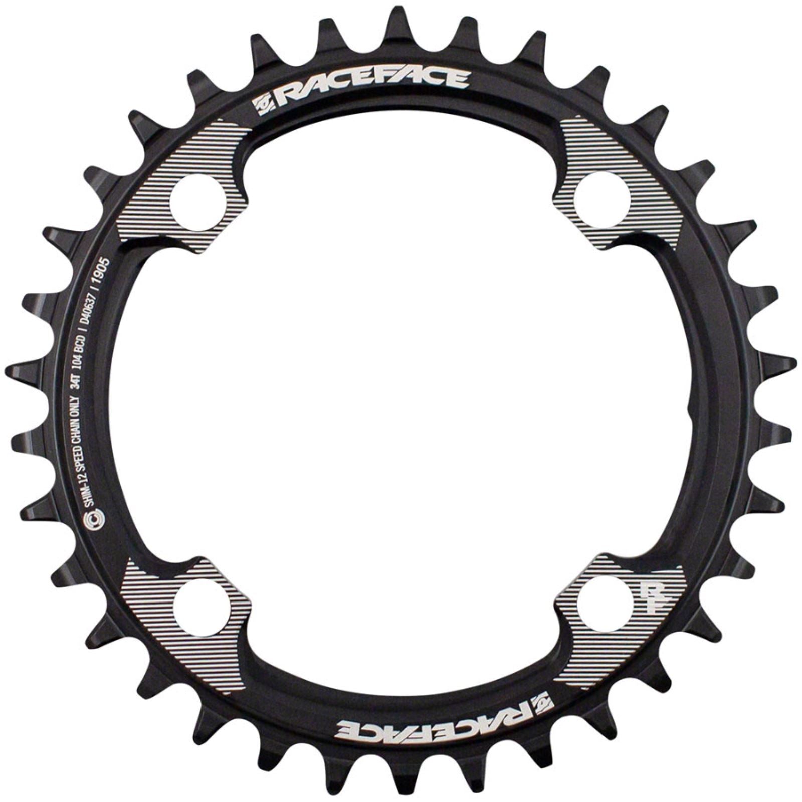 Race Face 1x 104 BCD Hyperglide+ Chainring - 34t - 104 BCD - Black [MPN: RNW104X34TSHI12BLK]_1254078