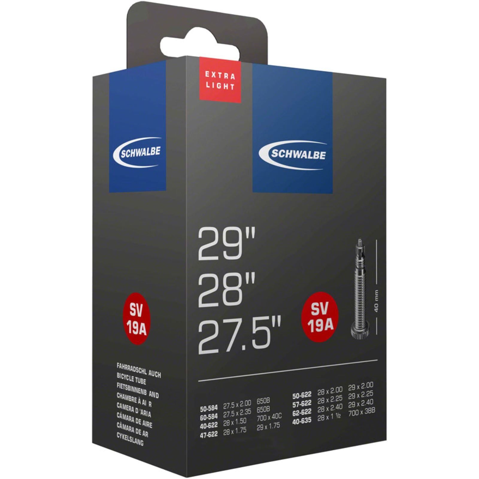 Schwalbe Extra Light Tube - 27.5 x 2.1 - 2.4, 40mm Presta Valve 10430943_1297262
