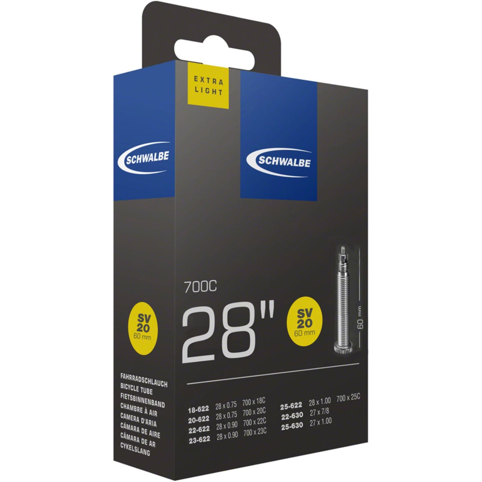 Schwalbe Extra Light Tube - 700 x 18 - 25mm, 60mm Presta Valve 10426363_1297336