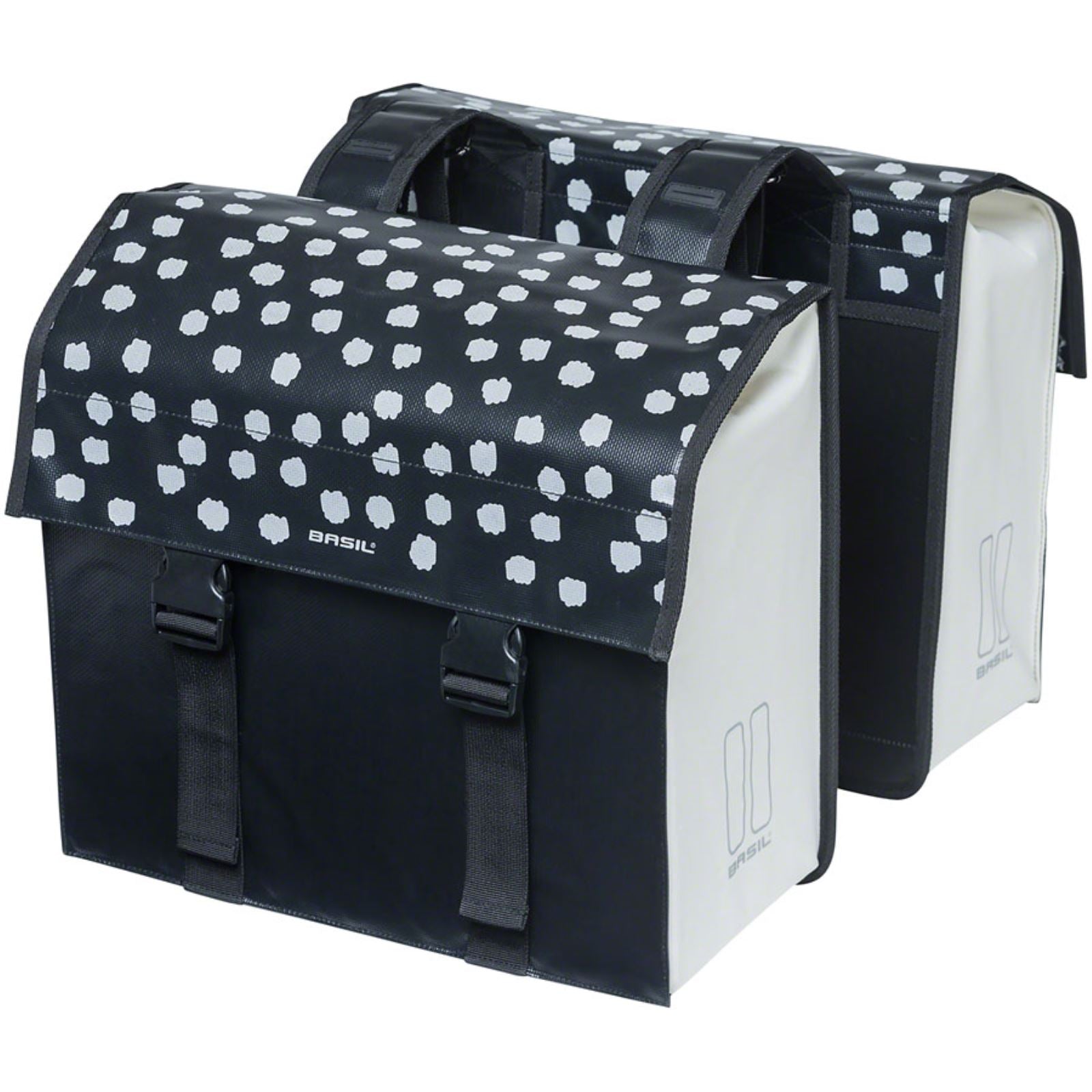 Basil Urban Load Double Pannier - 53L - Black/Reflective/White [MPN: 17739]_1298706